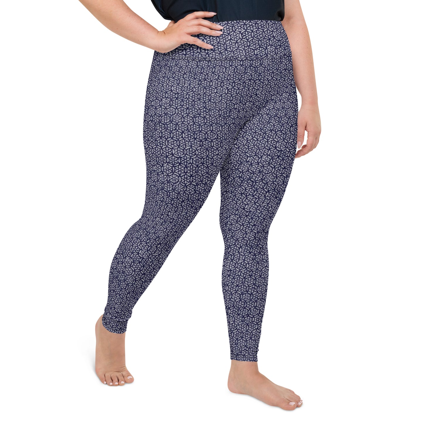 Azure Garden High-Waisted Plus Size Leggings