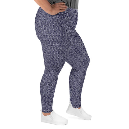 Azure Garden High-Waisted Plus Size Leggings