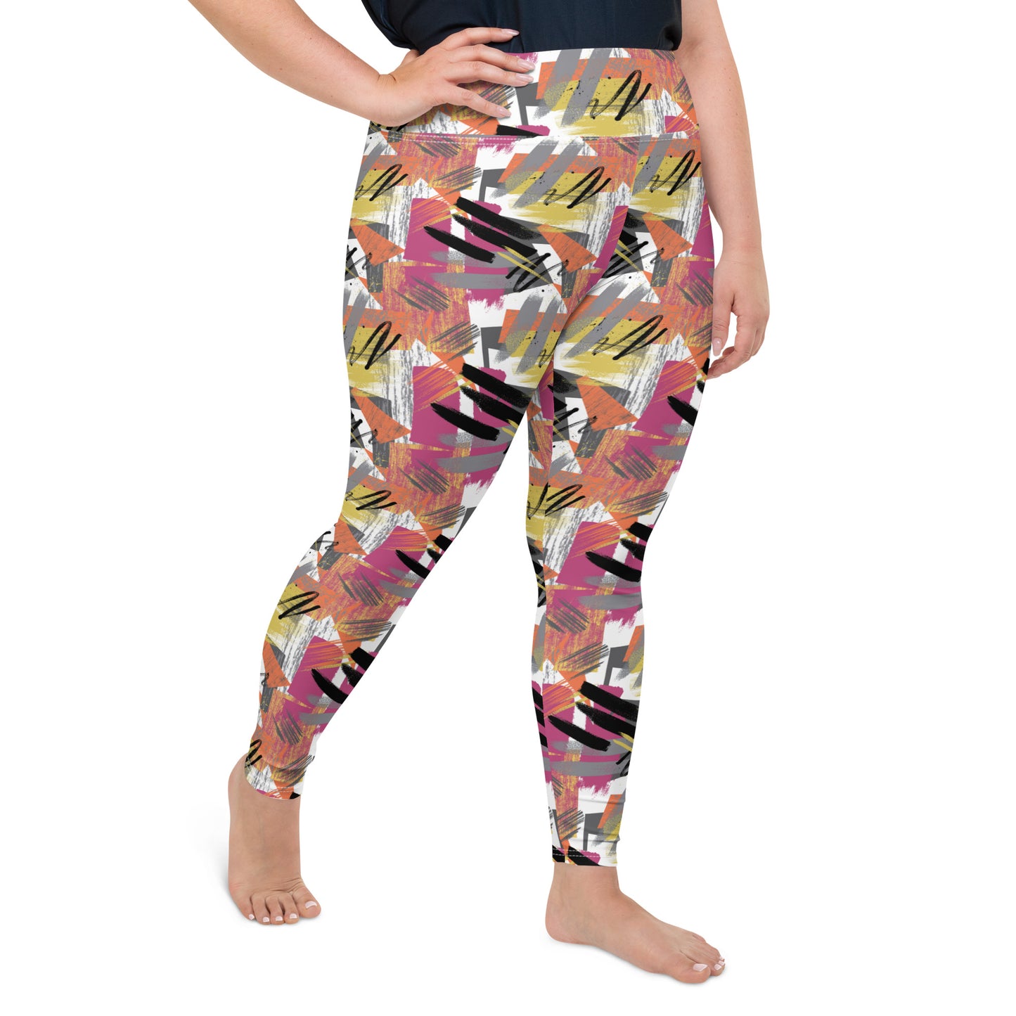 Colorful Expressionist High-Waisted Plus Size Leggings