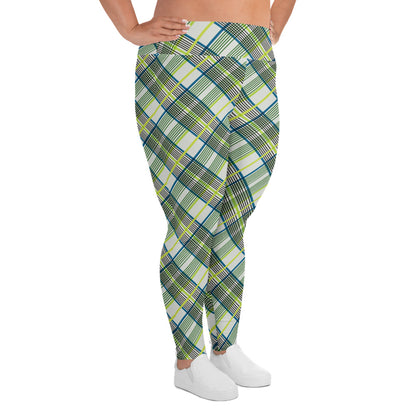 Urban Grid Checkered High-Waisted Plus Size Leggings