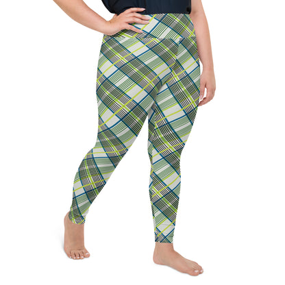 Urban Grid Checkered High-Waisted Plus Size Leggings