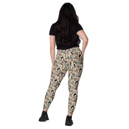 Vivid Veins High-Waisted Crossover Pocket Leggings