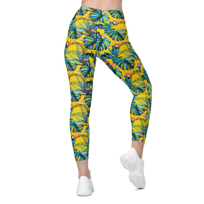 Lemon Leaf High-Waisted Crossover Pocket Leggings