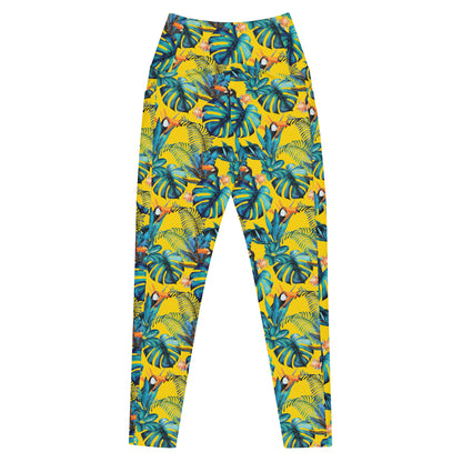 Lemon Leaf High-Waisted Crossover Pocket Leggings