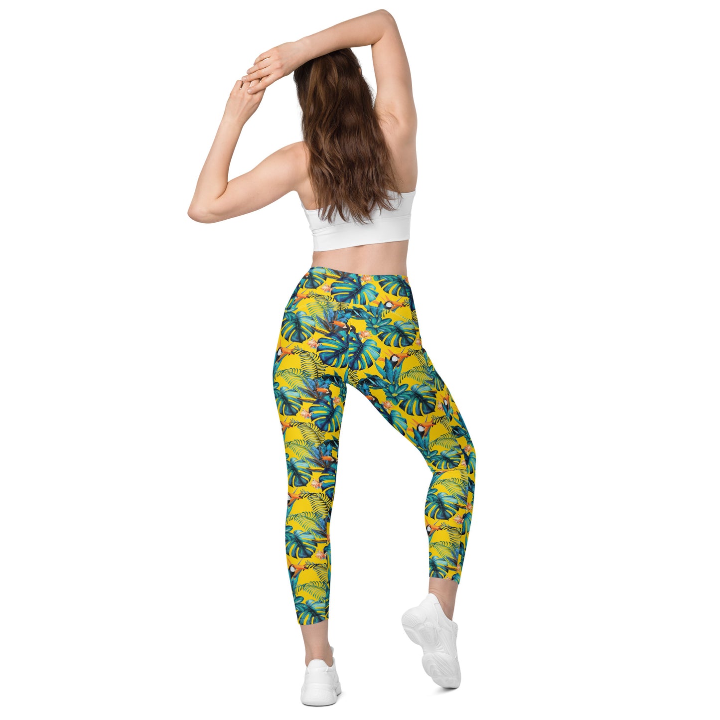 Lemon Leaf High-Waisted Crossover Pocket Leggings