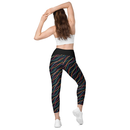 Inkblot Intrigue Black Crossover Pocket Leggings