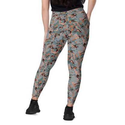 Celestial Stone Patterned Crossover Pocket Leggings