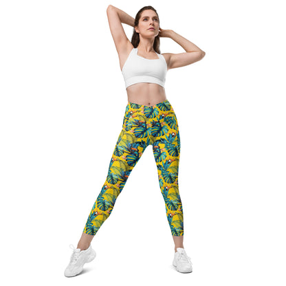 Lemon Leaf High-Waisted Crossover Pocket Leggings