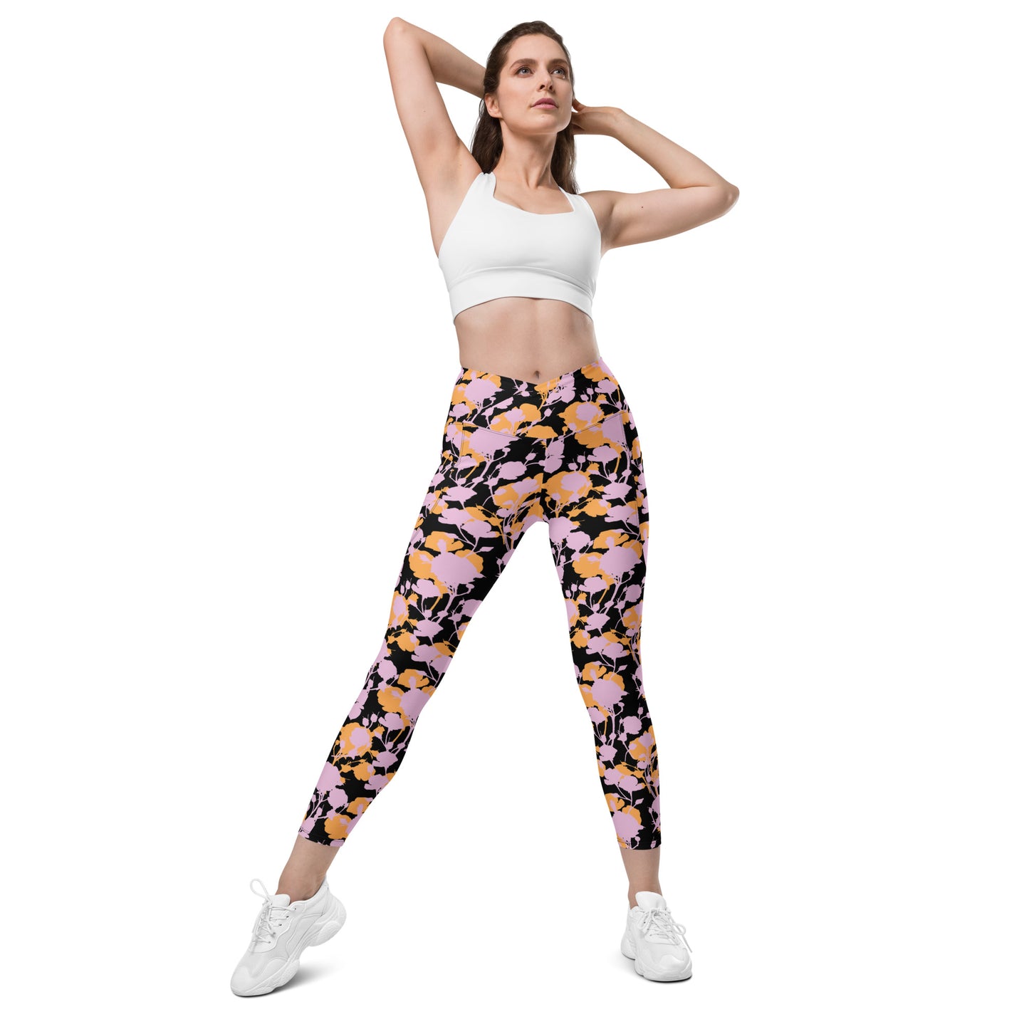 Petal Noir Crossover Pocket Leggings