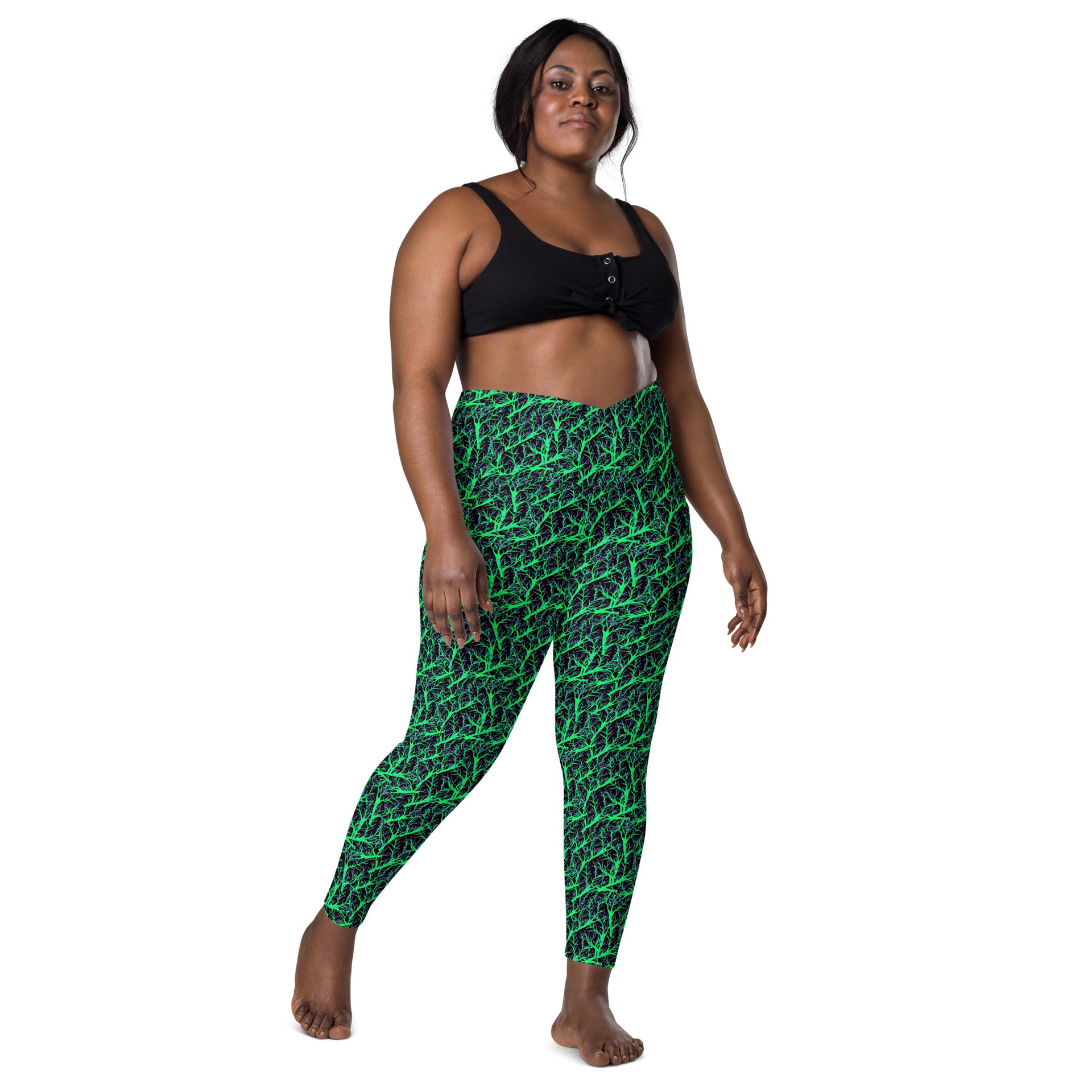 All-Over Print Recycled Crossover Leggings with Pockets