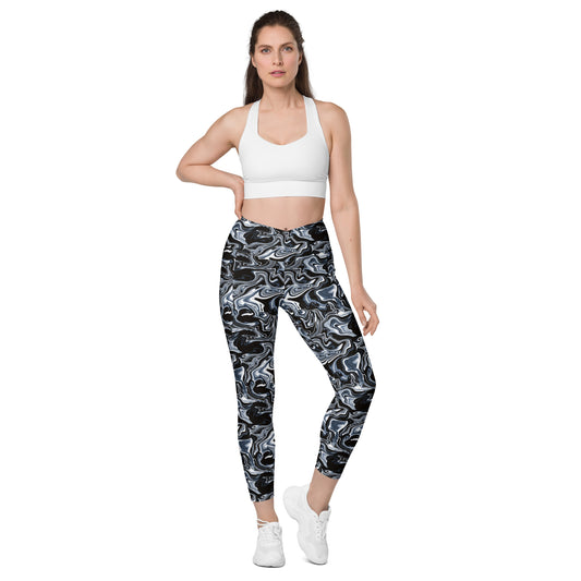 Midnight Marbles High-Waisted Crossover Pocket Leggings