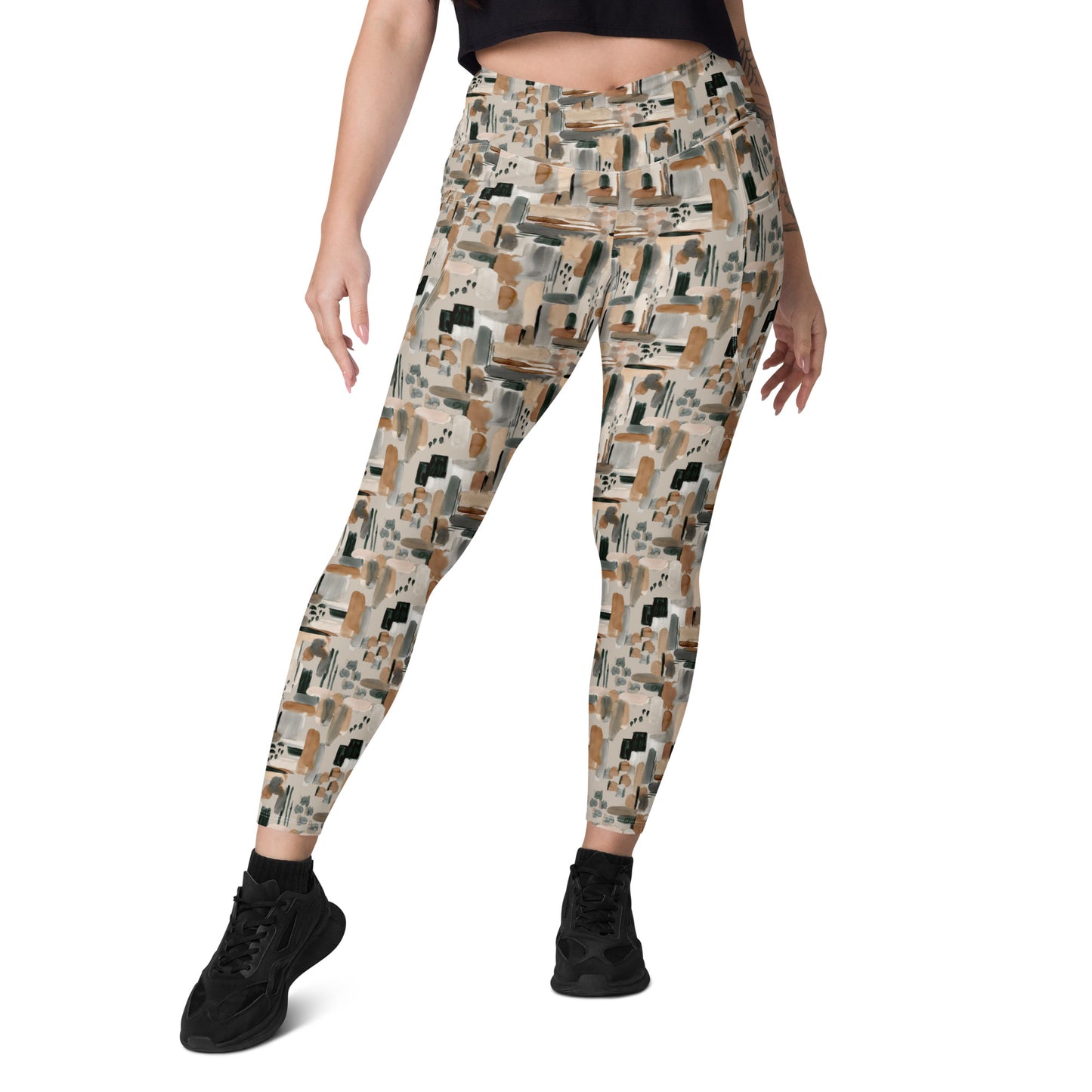 Vivid Veins High-Waisted Crossover Pocket Leggings