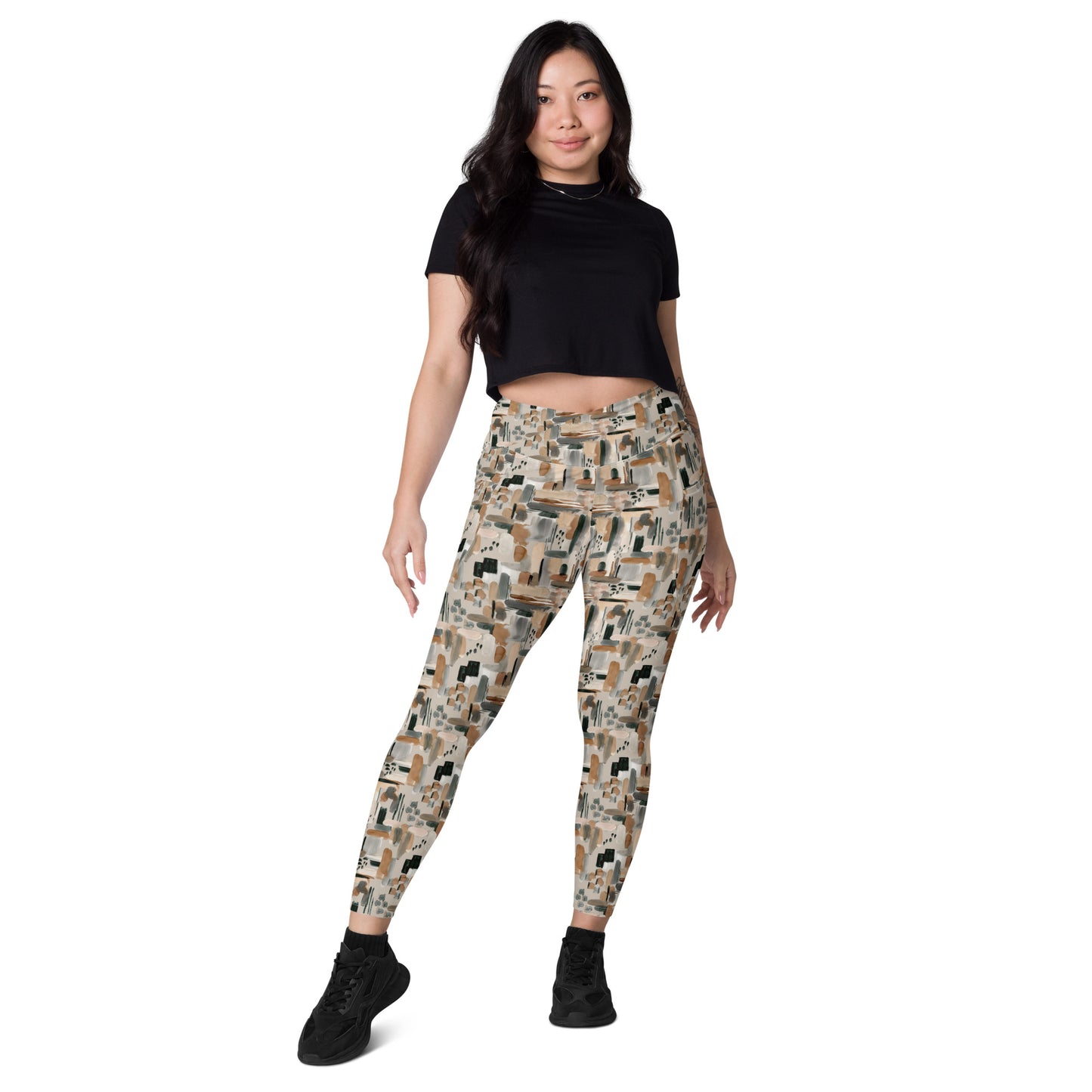 Vivid Veins High-Waisted Crossover Pocket Leggings