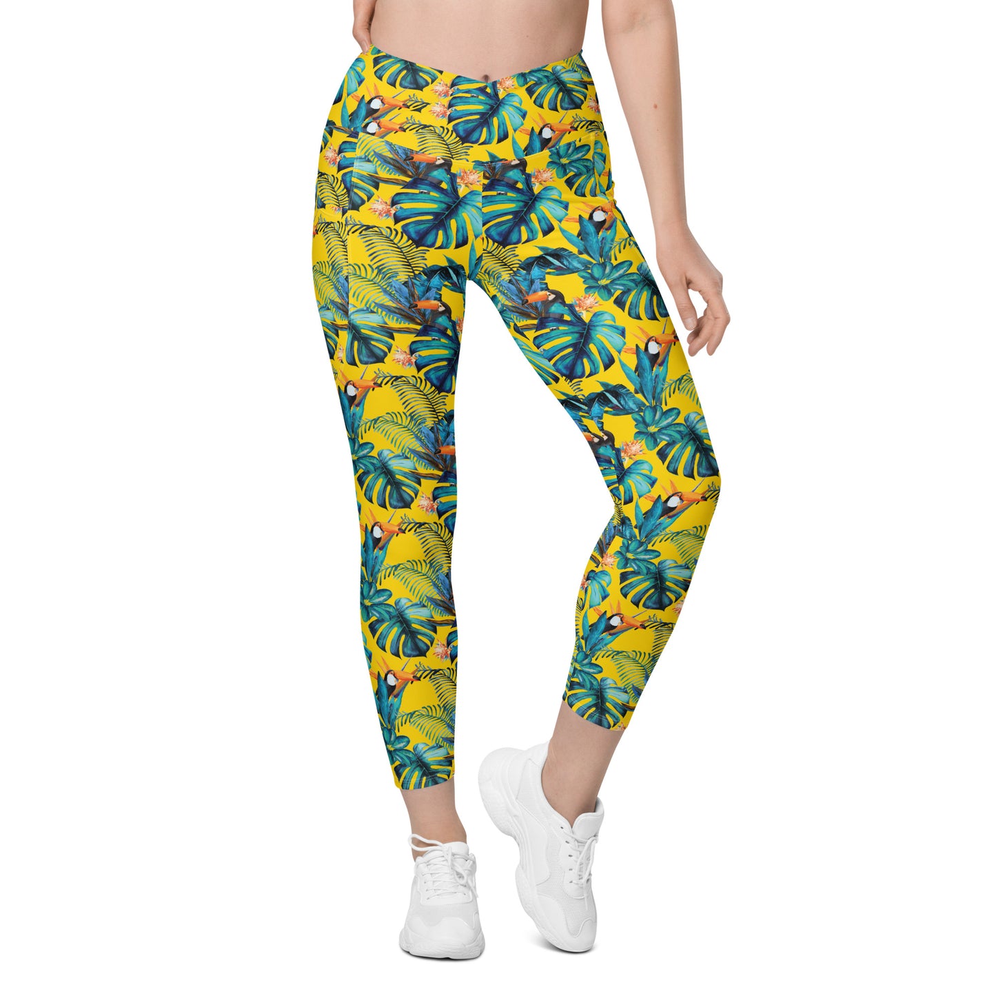 Lemon Leaf High-Waisted Crossover Pocket Leggings