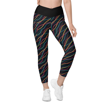 Inkblot Intrigue Black Crossover Pocket Leggings