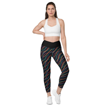 Inkblot Intrigue Black Crossover Pocket Leggings