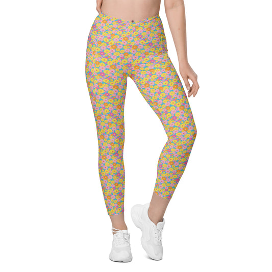 Floral Whisper Crossover Pocket Leggings