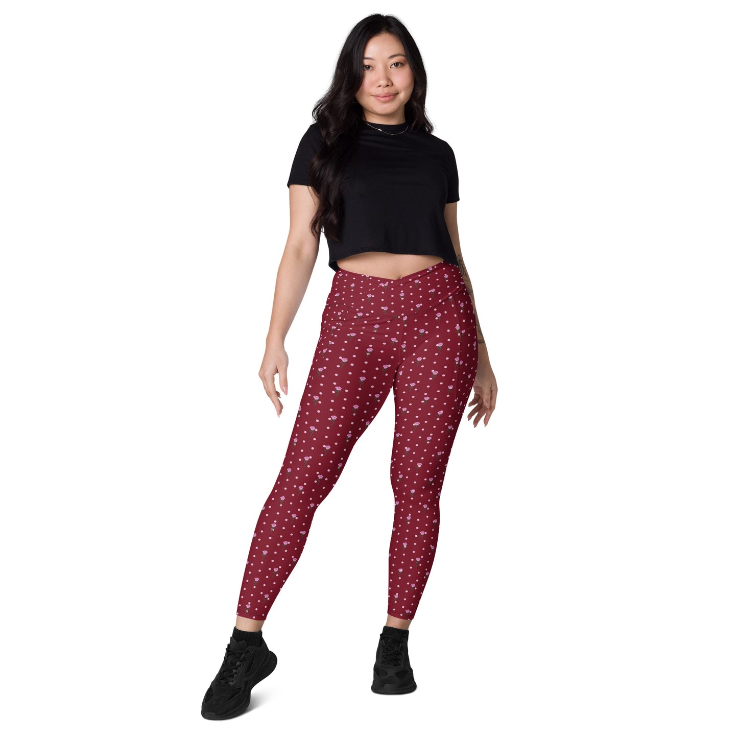 Floral Polka Harmony Crossover Pocket Leggings