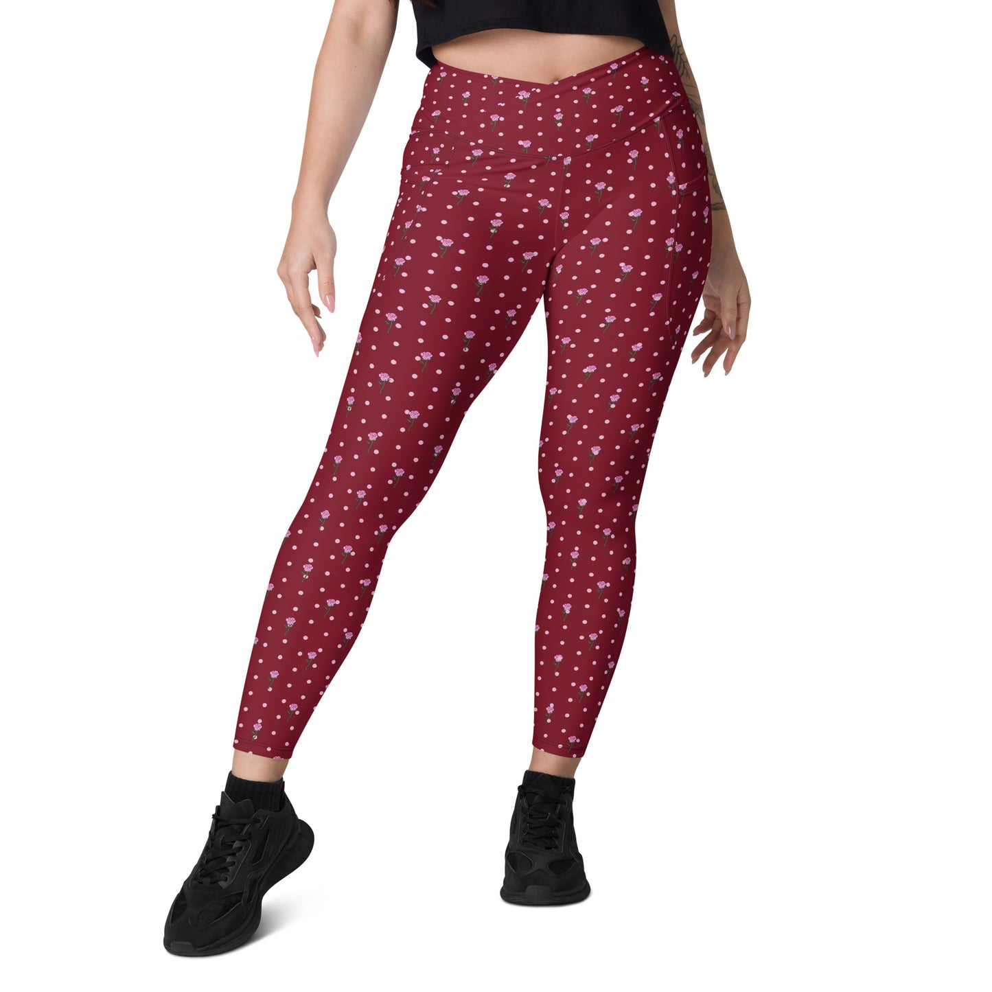 Floral Polka Harmony Crossover Pocket Leggings