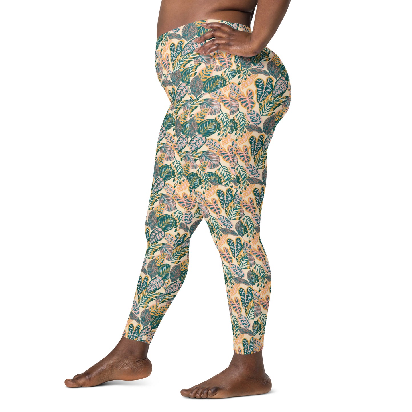 Foliage Fantasy High-Waisted Crossover Pocket Leggings