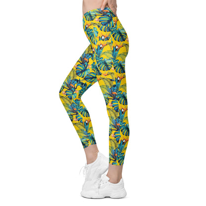 Lemon Leaf High-Waisted Crossover Pocket Leggings