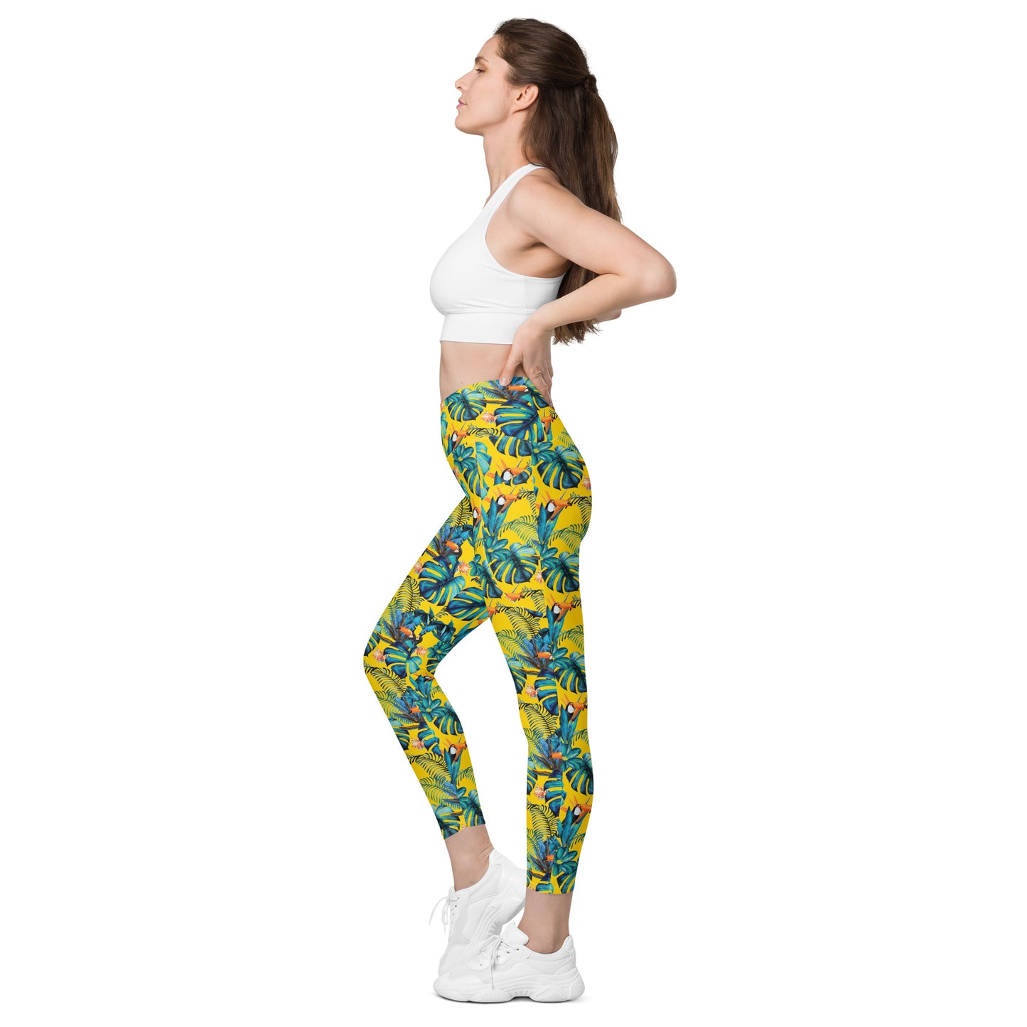 Lemon Leaf High-Waisted Crossover Pocket Leggings