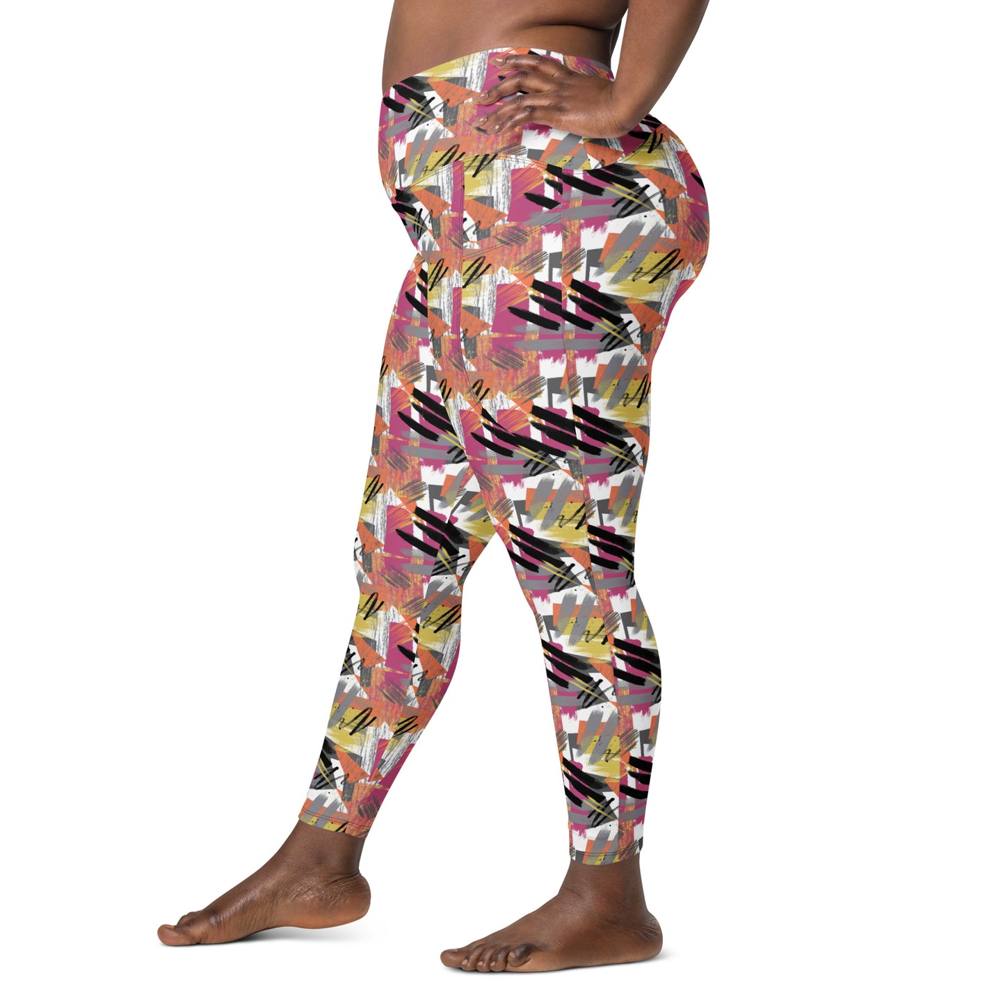 Pastel Marbling High-Waisted Crossover Pocket Leggings