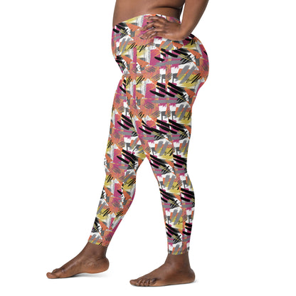 Pastel Marbling High-Waisted Crossover Pocket Leggings