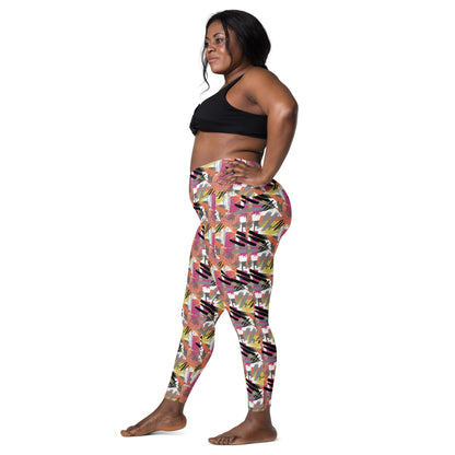 Pastel Marbling High-Waisted Crossover Pocket Leggings