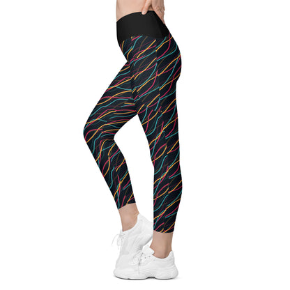 Inkblot Intrigue Black Crossover Pocket Leggings