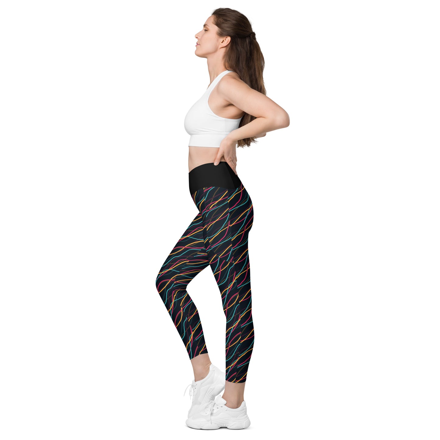 Inkblot Intrigue Black Crossover Pocket Leggings