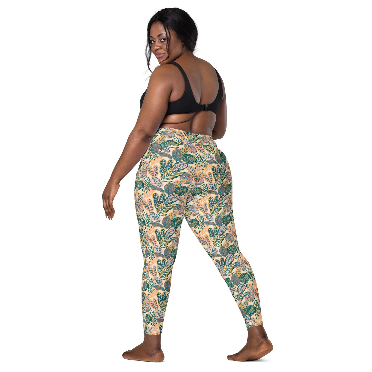 Foliage Fantasy High-Waisted Crossover Pocket Leggings