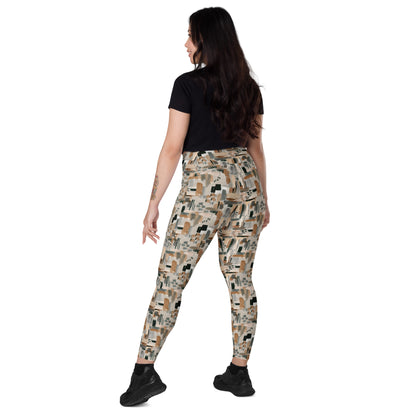 Vivid Veins High-Waisted Crossover Pocket Leggings