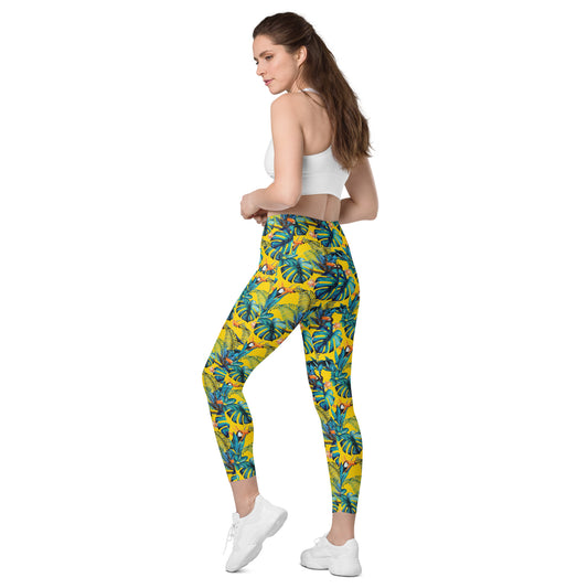 Lemon Leaf High-Waisted Crossover Pocket Leggings