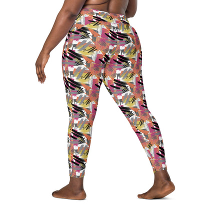 Pastel Marbling High-Waisted Crossover Pocket Leggings