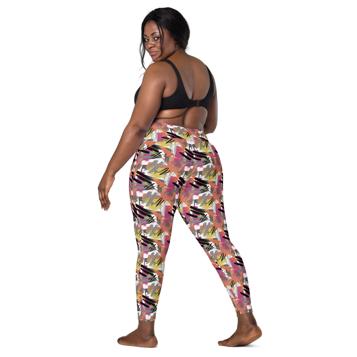 Pastel Marbling High-Waisted Crossover Pocket Leggings