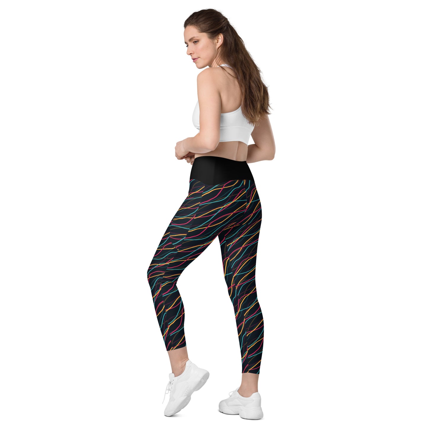 Inkblot Intrigue Black Crossover Pocket Leggings