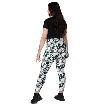 Abstract Aura High-Waisted Crossover Pocket Leggings