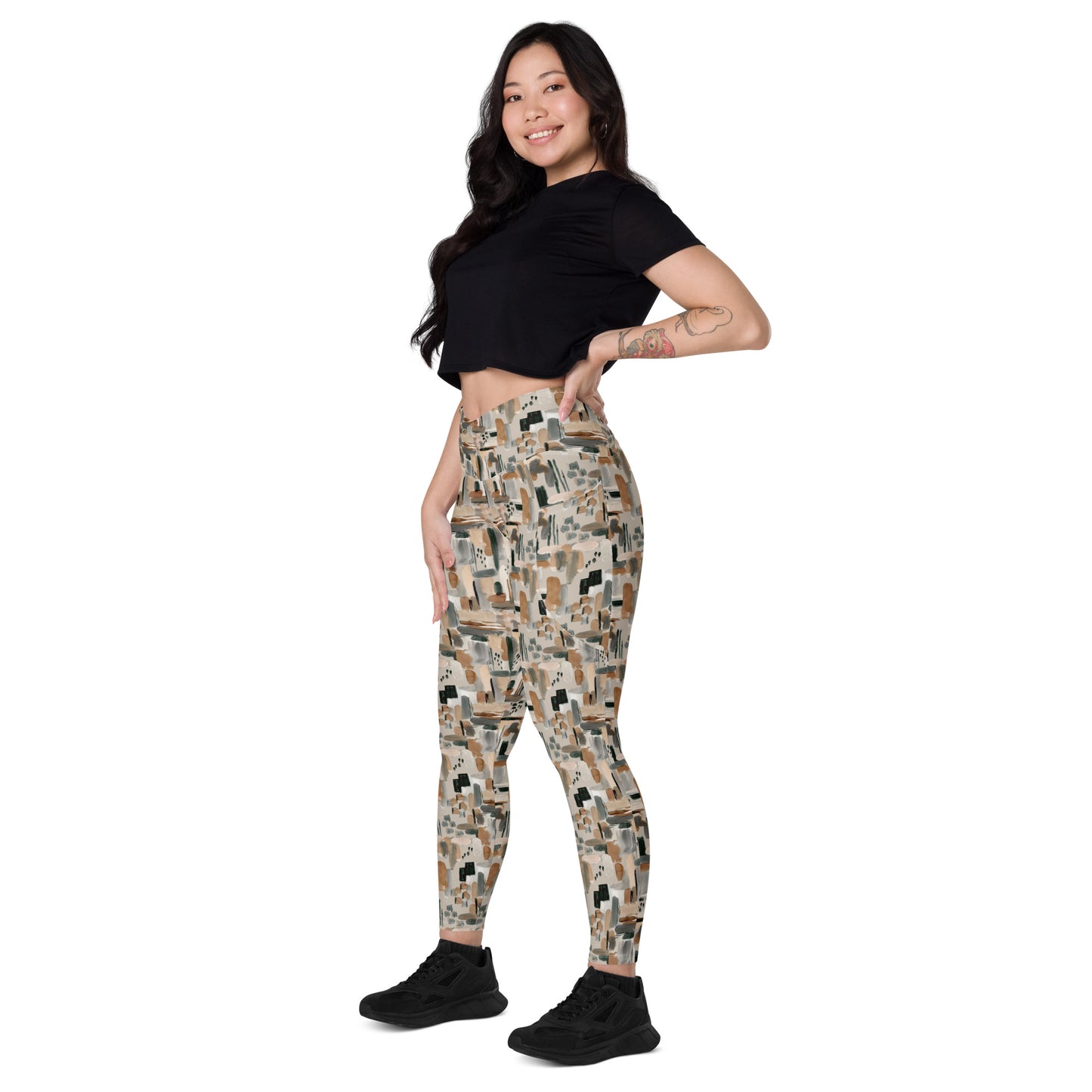 Vivid Veins High-Waisted Crossover Pocket Leggings