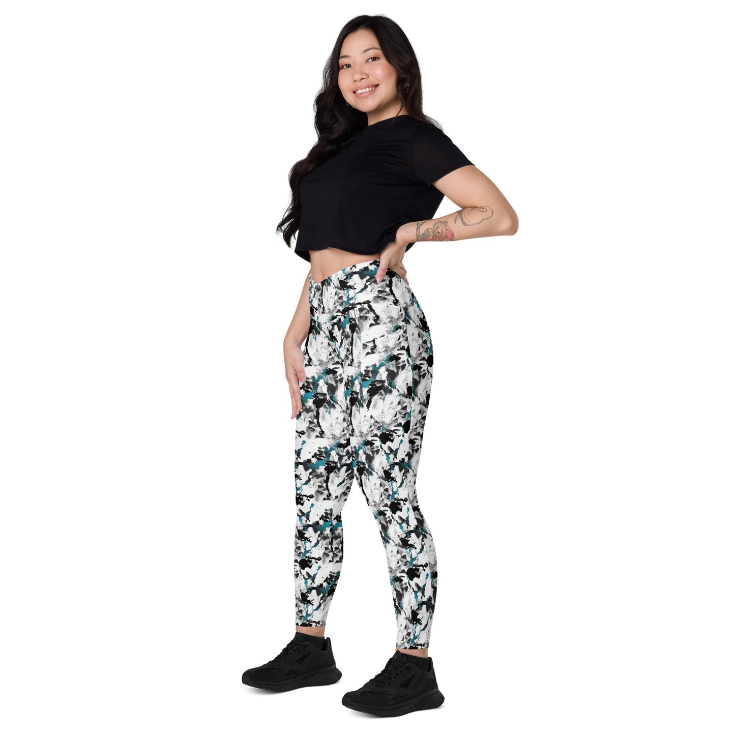 Abstract Aura High-Waisted Crossover Pocket Leggings