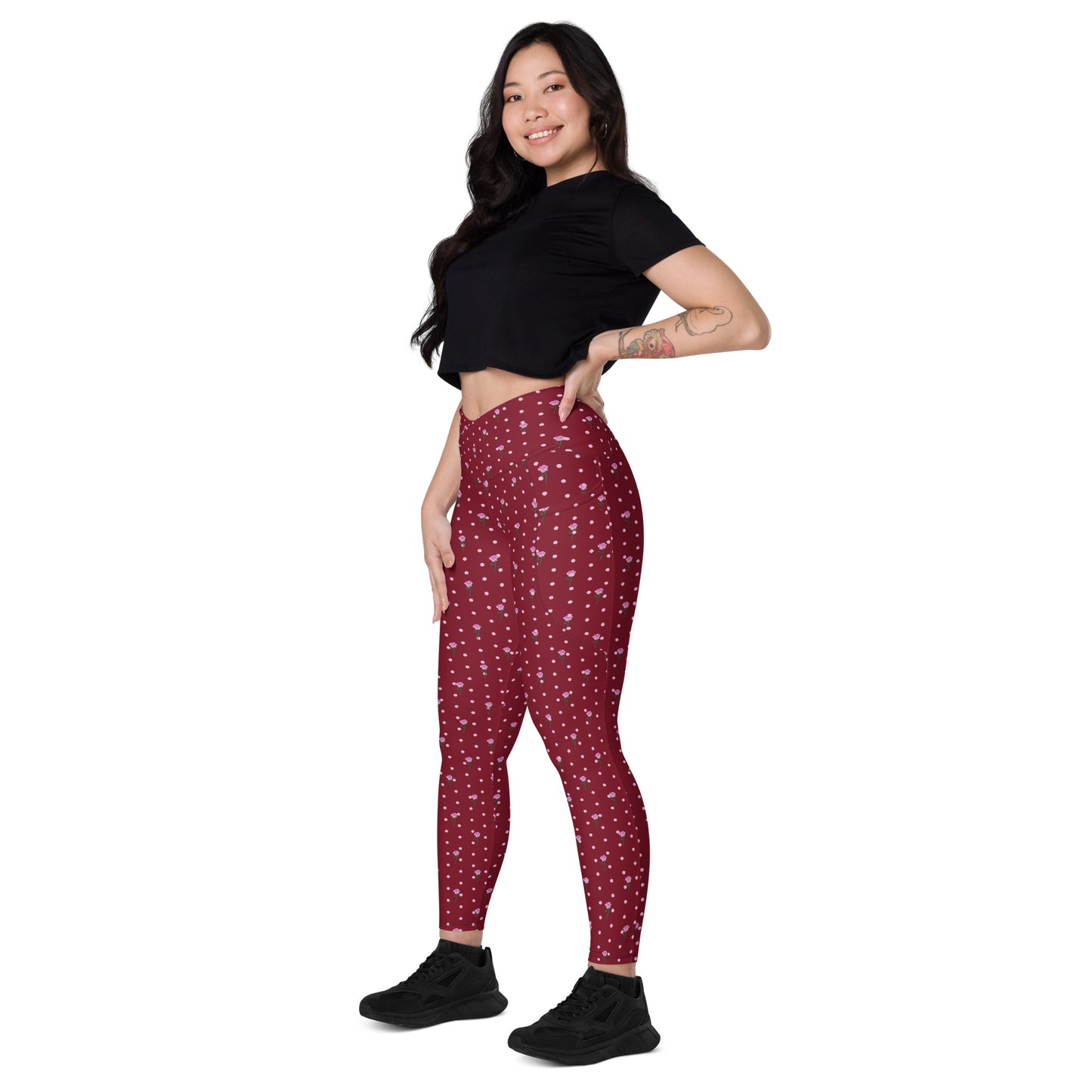 Floral Polka Harmony Crossover Pocket Leggings