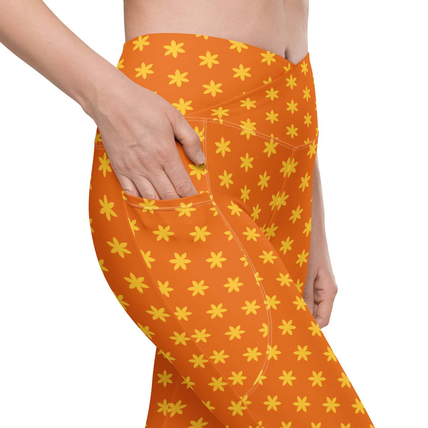 Mango Blossom Crossover Pocket Leggings