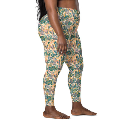 Foliage Fantasy High-Waisted Crossover Pocket Leggings