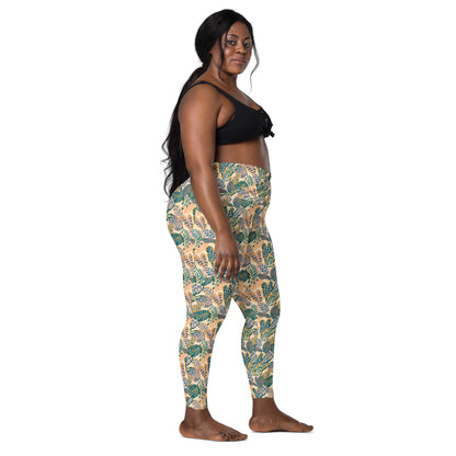 Foliage Fantasy High-Waisted Crossover Pocket Leggings