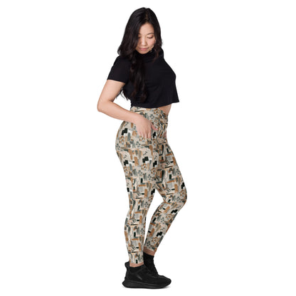 Vivid Veins High-Waisted Crossover Pocket Leggings