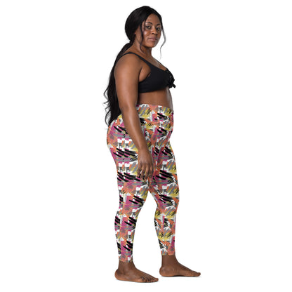 Pastel Marbling High-Waisted Crossover Pocket Leggings