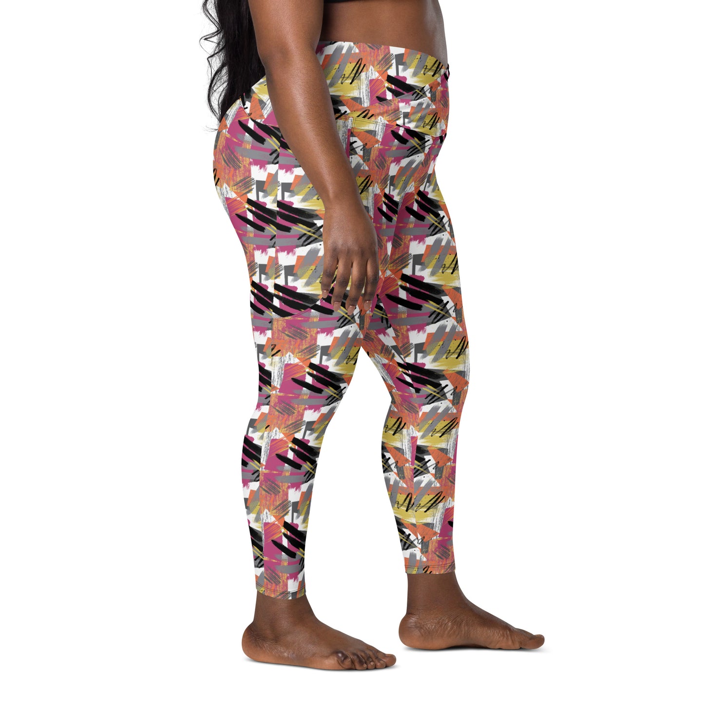 Pastel Marbling High-Waisted Crossover Pocket Leggings