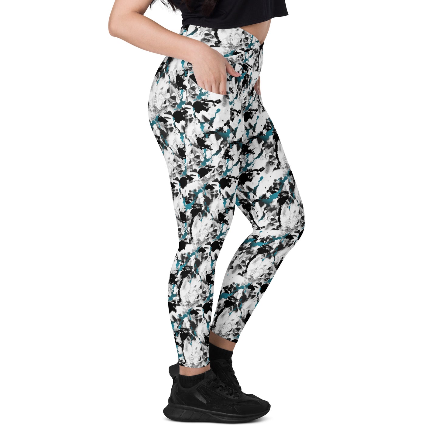 Abstract Aura High-Waisted Crossover Pocket Leggings