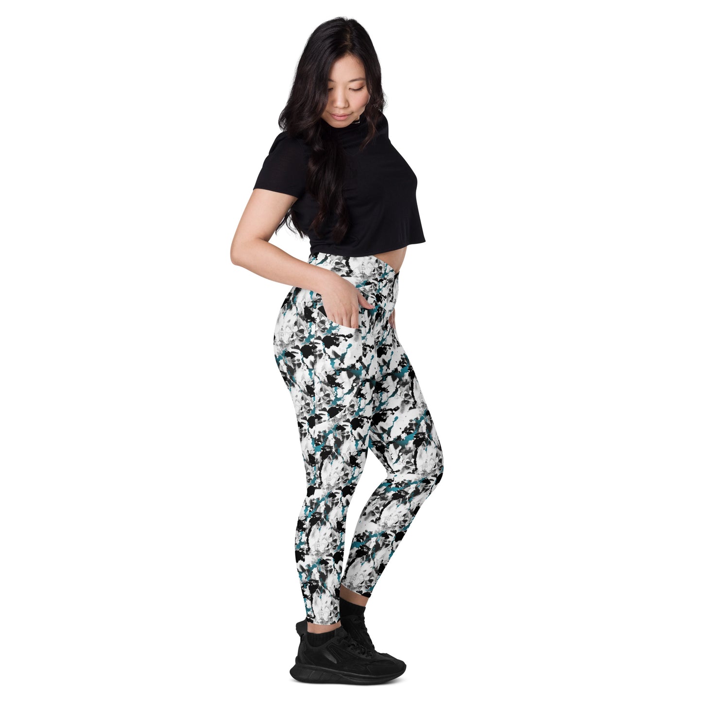 Abstract Aura High-Waisted Crossover Pocket Leggings