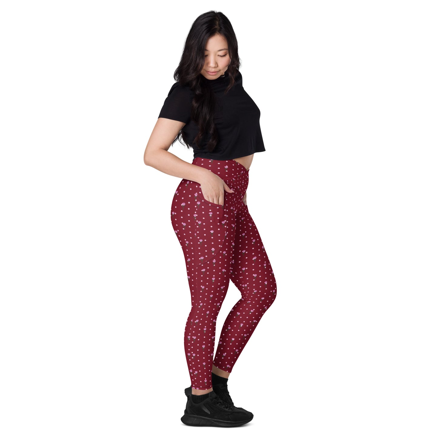 Floral Polka Harmony Crossover Pocket Leggings